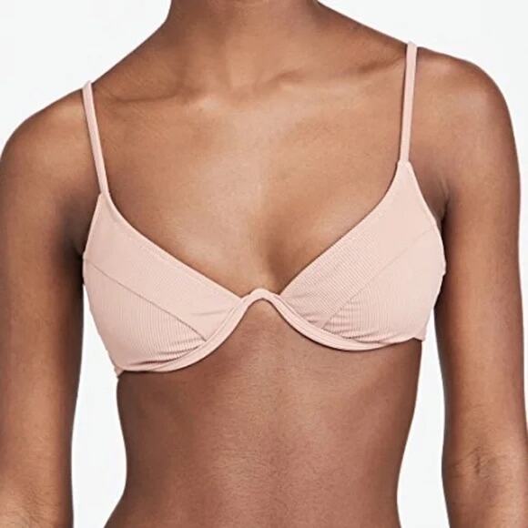 NWT Good American Ribbed Bikini Top Desert Rose Pink Mauve 3XL Plus Size Swim - Picture 1 of 8